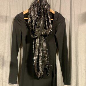 Black Spandex Dress with Shimmer Scarf (KM0136)